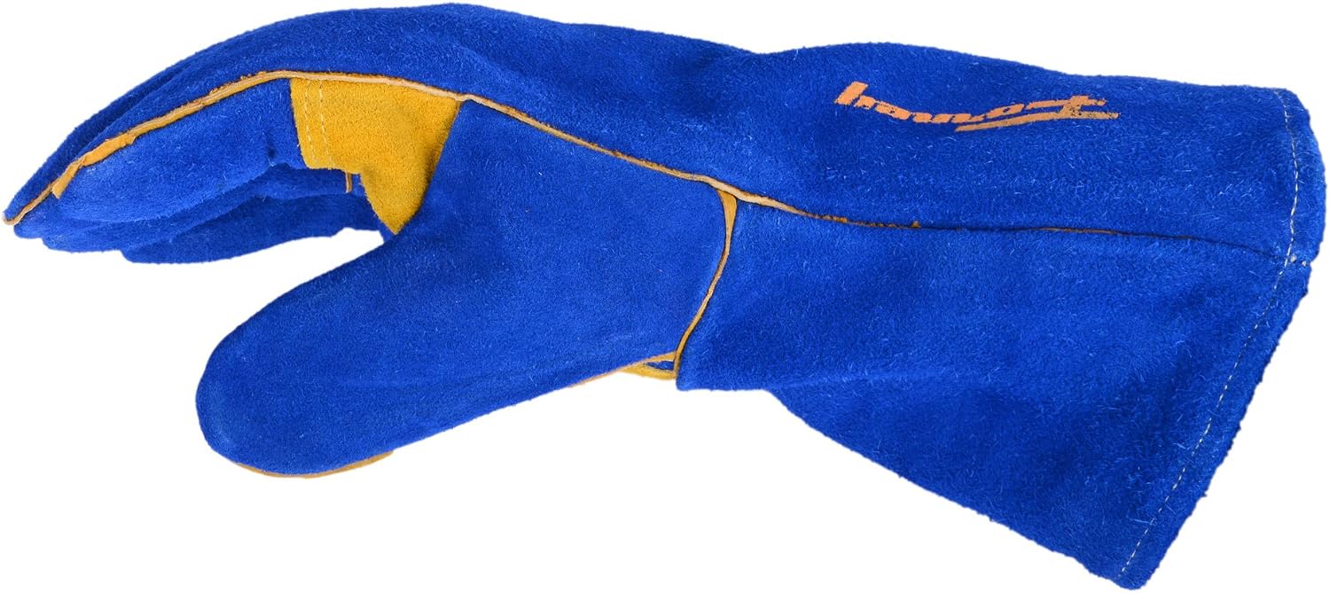 Forney 53423 Leather Heavy Duty Men's Welding Gloves with Reinforced Thumb, X-Large, Blue/Gold