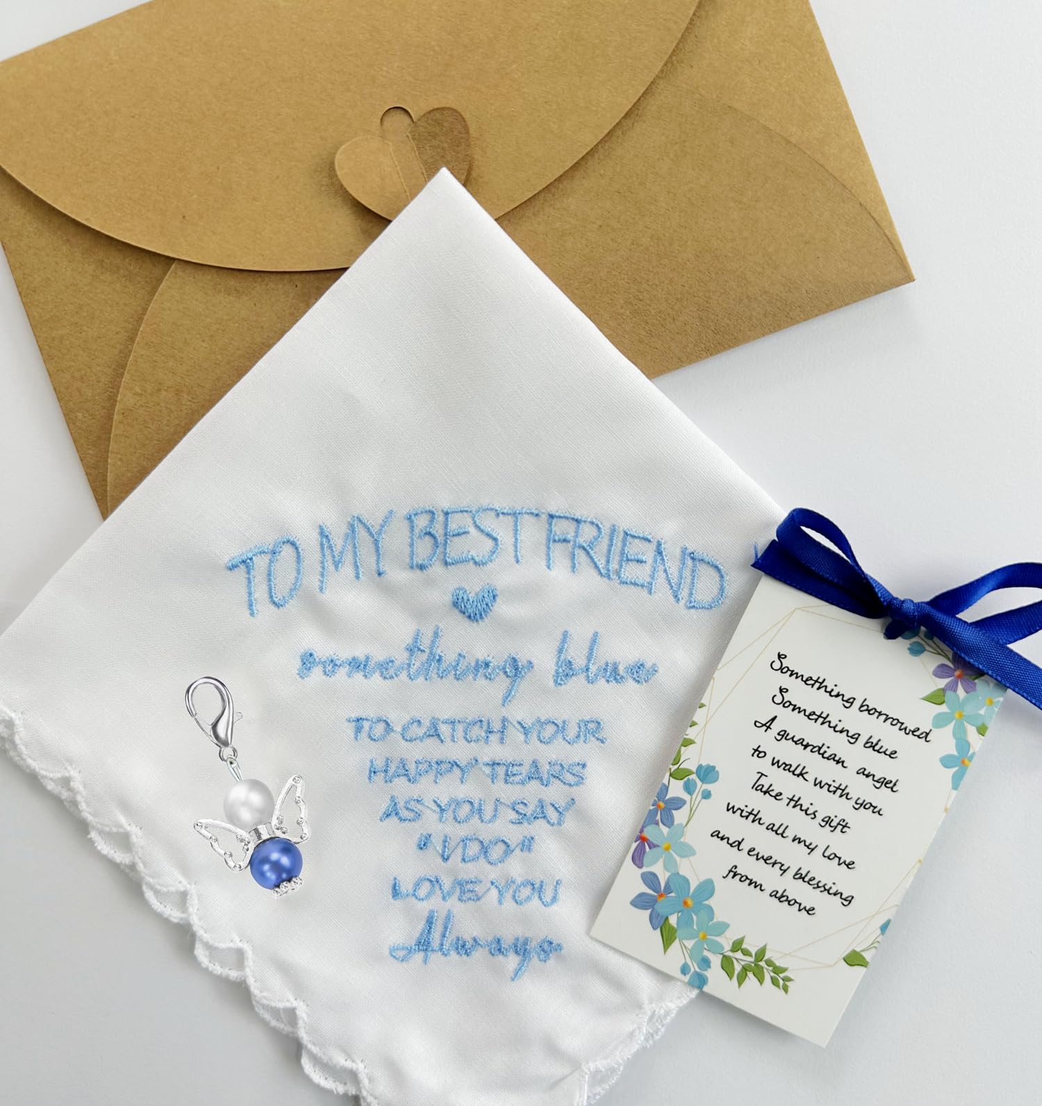 MKISHINE Something Blue for Bride From Maid of Honor - Wedding Gift From Bridesmaid, Handkerchief, Angel Gift, Bridal Shower - Image 2