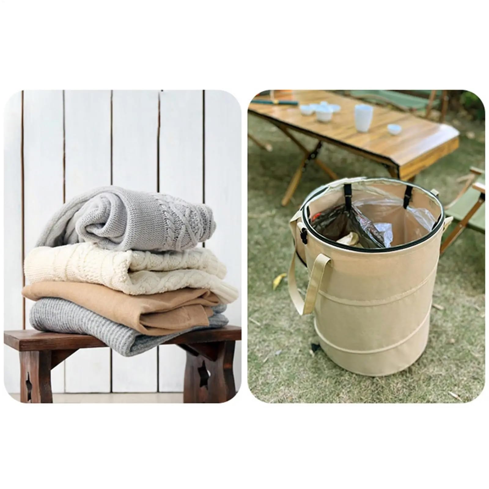 2 Pezzi Pieghevole Campeggio Pattumiera 37l Portatile Sacchetto Dei Rifiuti All'aperto Bidone Della Spazzatura Grande Cestino For Vestiti Sporchi Con Cerniera Per Giardino