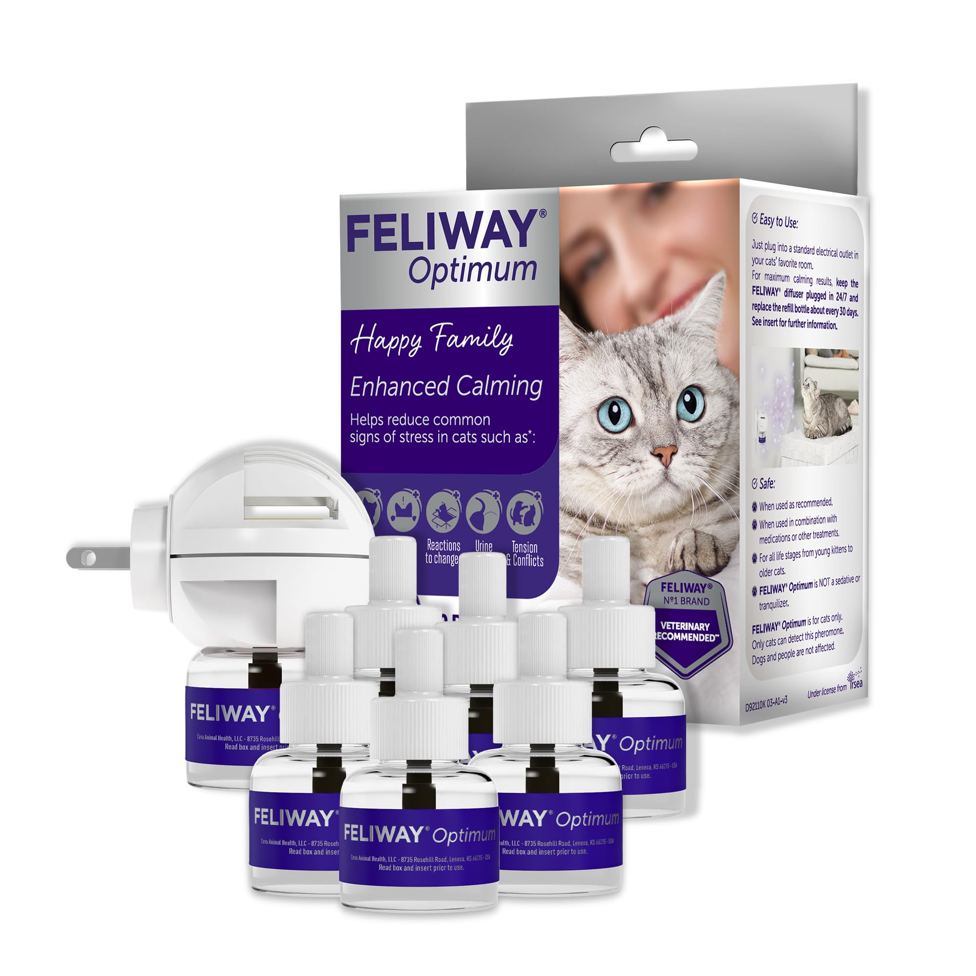 FELIWAY Optimum Cat, Enhanced Calming Pheromone Diffuser: 1 Diffuser Kit & 6 Refills