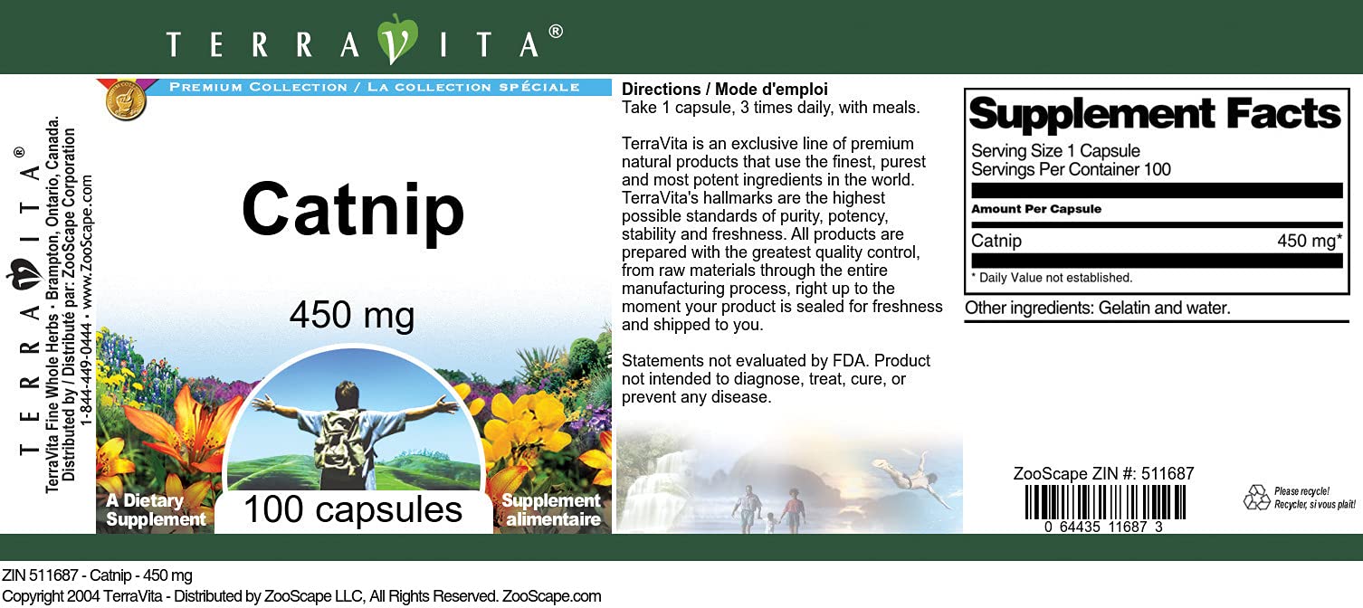 Catnip - 450 mg (100 Capsules, ZIN: 511687) - 3 Pack