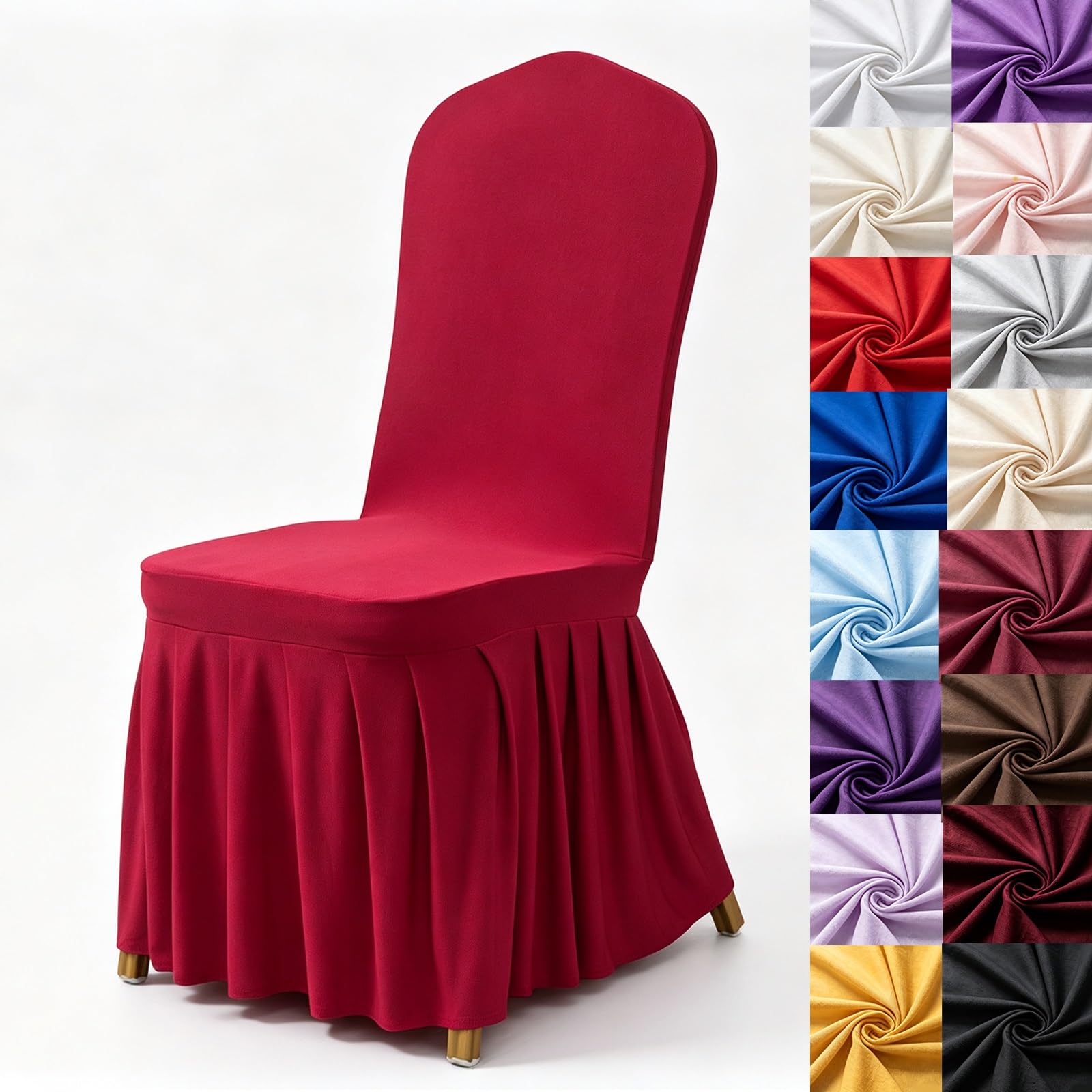 Syibelters 100pcs Chair Cover With Pleated Skirt Spandex For Hotel Banquet