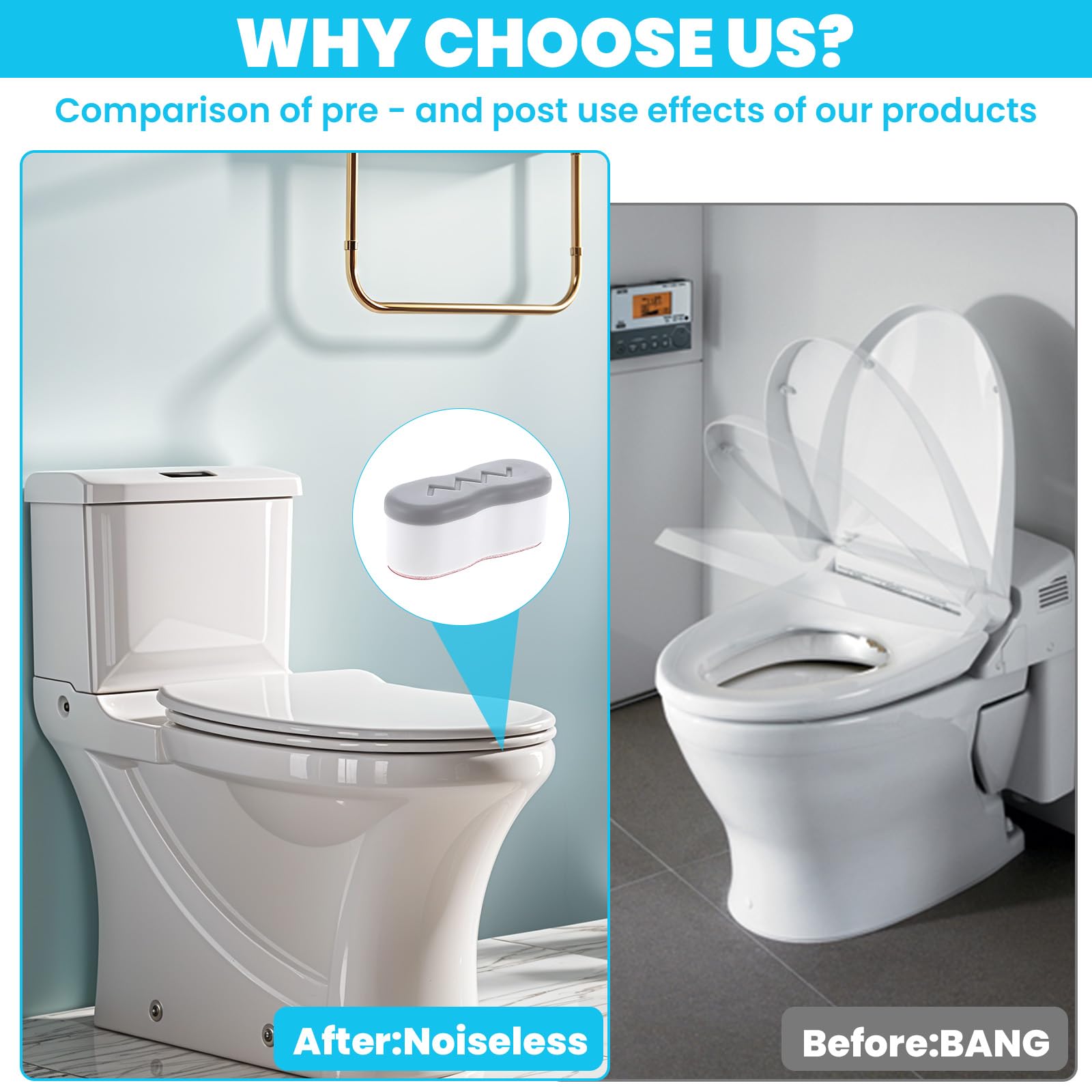 8 Pcs Toilet Seat Bumpers Universal Buffer Toilet Lid Bumpers for Bidet Strong Adhesive Toilet Seat Spacers Bidet — view 5