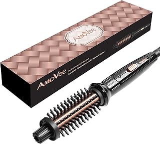 AmoVee ミニ ロールブラシ ヘアアイロン 19mm セラミックパイプ 火傷防止 海外対応 旅行用