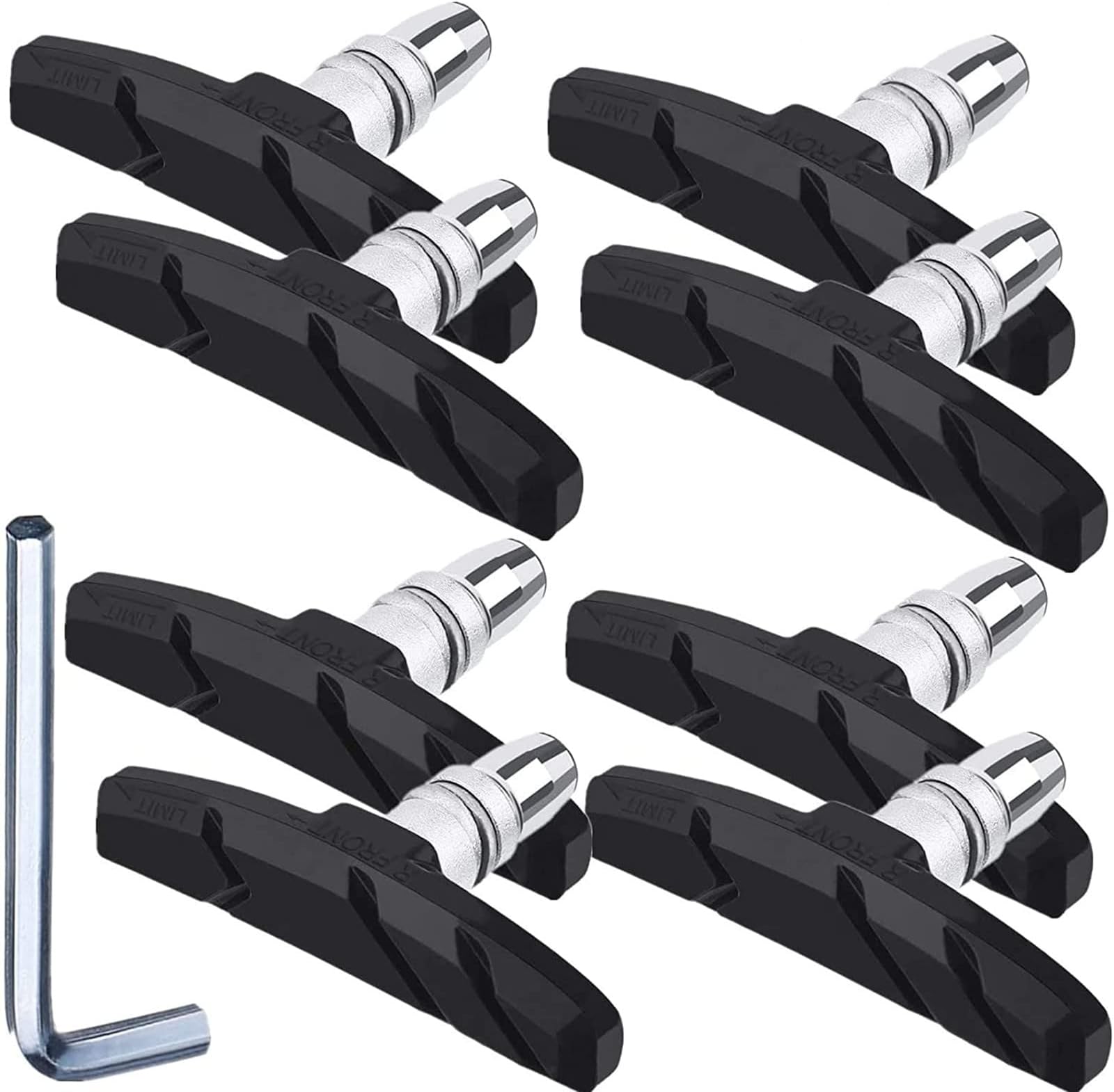 Hotop 4 Pairs Bike Brake Pads Mountain Bike Brake Pads with Hex Nuts and Spacers v Bicycle Brake Blocks Set, 70 mm