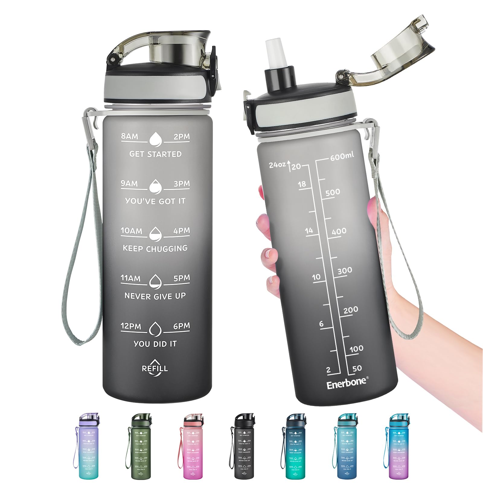 Enerbone 32oz Motivational Water Bottle - Leakproof & BPA-Free -21 Enerbone 32oz Motivational Water Bottle - Leakproof & BPA-Free -21