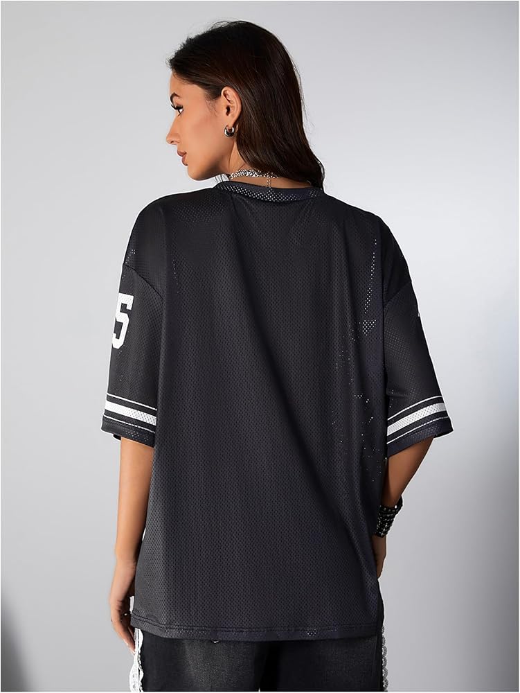 SOLY HUX Jersey Shirts for Women Oversized T-Shirt Jersey Top