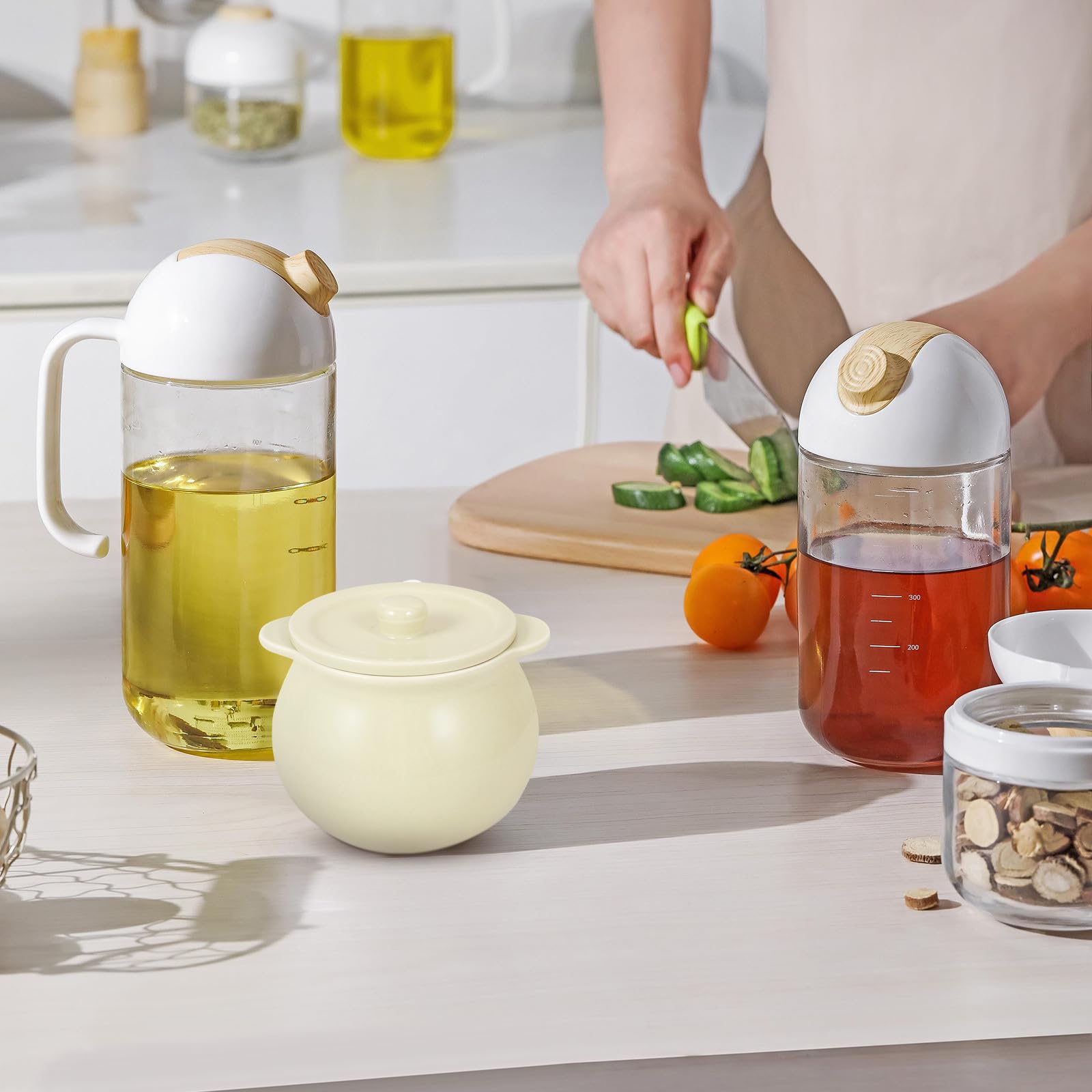 Keramik Gewürzbehälter mit Deckel und Löffel Hochtemperaturbeständige Nordische Stil Aufbewahrungsdose für Zucker Salz Honig und Gewürze Elegante Küchen Esstisch dekoration