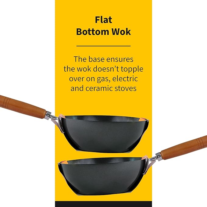 Wok Ken Hom Antiadherente 20cm Acero al Carbono Color Negro miniatura 5