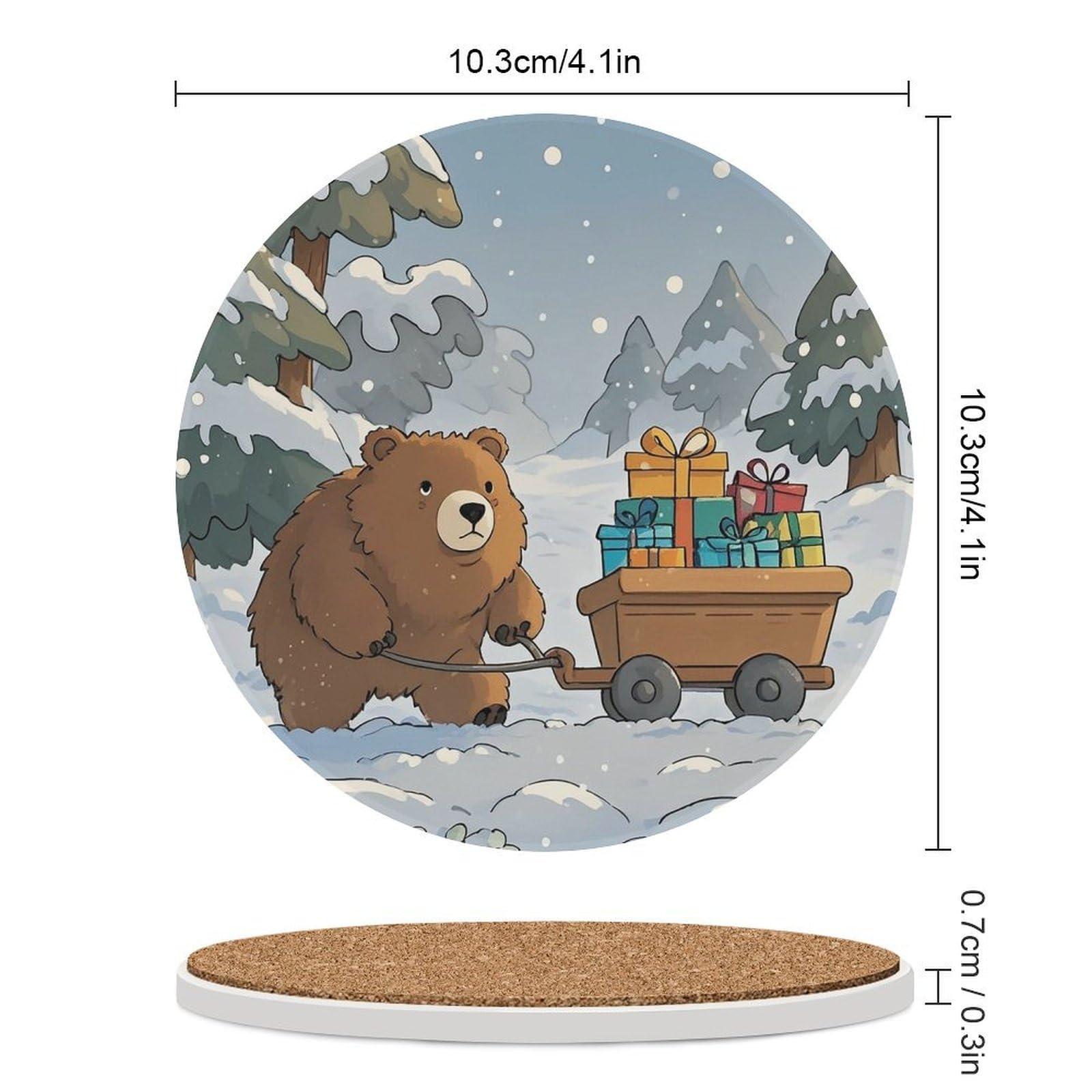 Lot de 6 dessous de verre en céramique avec dos en liège - Dessous de verre antidérapant en pierre absorbant pour types de tasses, table basse