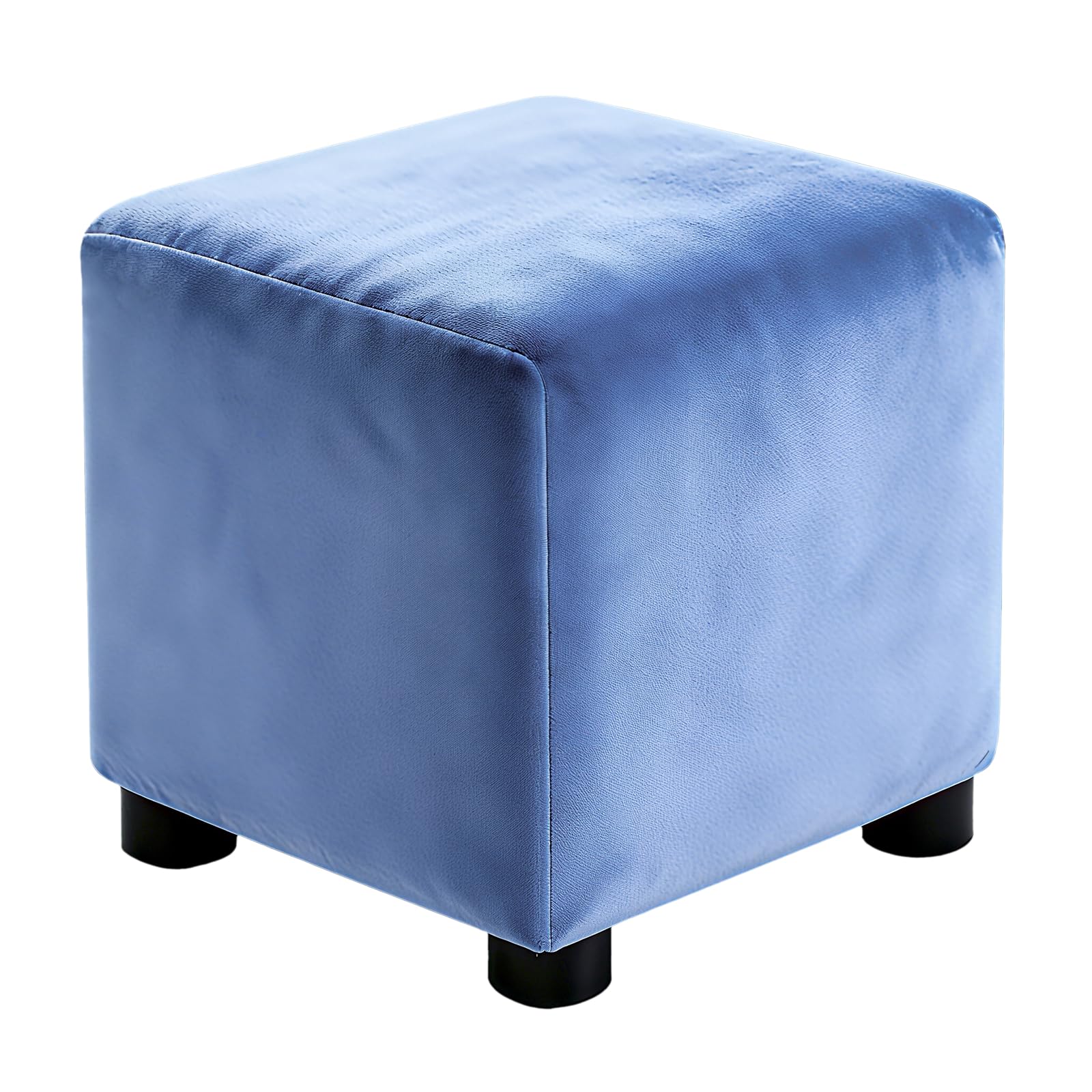 sourcing map Square Footstool Slipcover, Stretch Foot Stool Protector Covers Jacquard Fabric Furniture Protector Cover Velvet with Elastic Bottom for Living Room Bedroom(Small, Sky Blue)