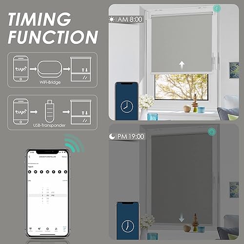 Miniatura 4 de Allesin Persianas enrollables motorizadas compatibles con Alexa para ventana, persianas inteligentes 70% opacas inalámbricas con control remoto,