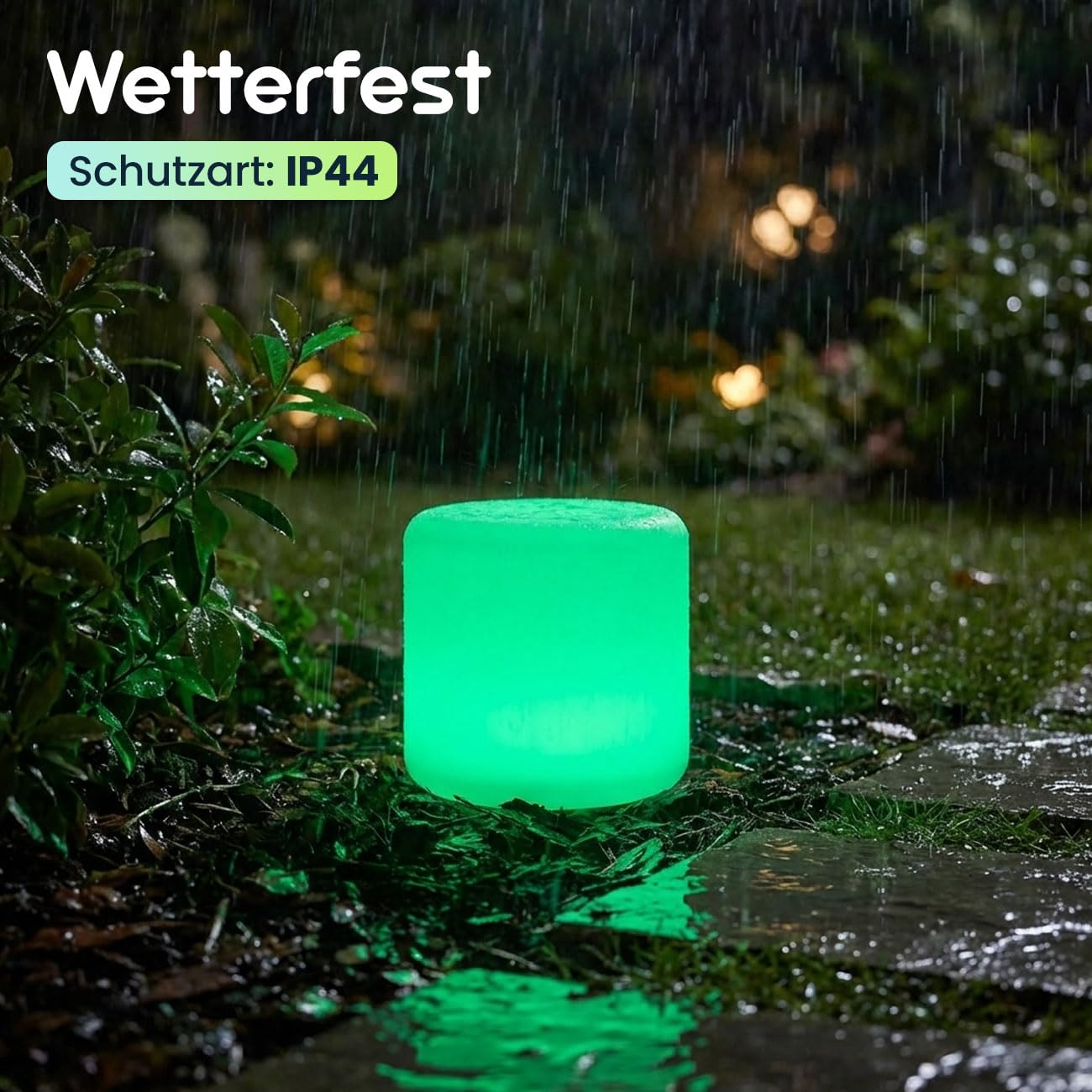 ideoon Moderne LED Solar Zylindrische Tischlampe & Gartenleuchte mit Erdspiess, RGBW Farbwechsel, USB aufladbar, IP44 wetterfest - ideal für Ihren Garten (2)