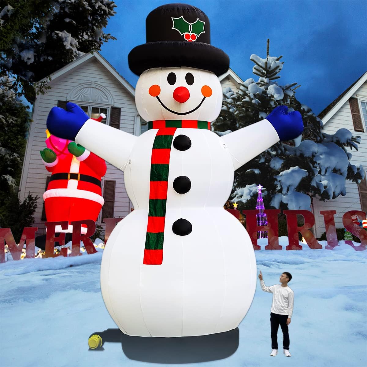 OZIS 26Ft Tall Inflatable Snowman Decorations - Blow up Party Decoration for Indoor Outdoor Yard - Cute Fun Holiday Blow Up Party Display (No Light Strip)