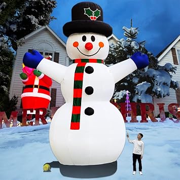 OZIS 26Ft Tall Inflatable Snowman Decorations - Blow up Party Decoration for Indoor Outdoor Yard - Cute Fun Holiday Blow Up Party Display No Light Strip