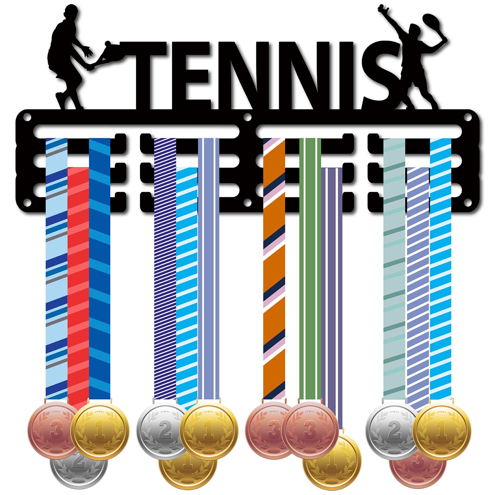 CREATCABIN Soporte para Medallas Fútbol,Colgadores Medallas,Estante Fútbol,Deportes,Premios Colgantes Metal,Hierro,Montaje Pequeño,Decoración,Premios para Mujeres,Pared,Hogar,Insignia,Negro,29x12.8cm — view 13