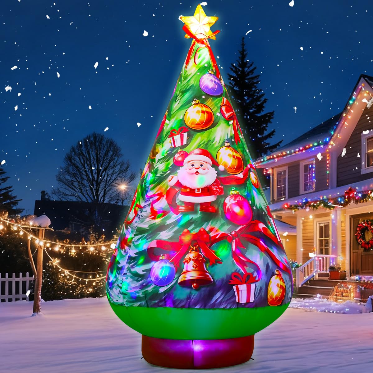 Arbre de Noël gonflable 2,5 m avec LED intégrées pour fête et décoration extérieure
