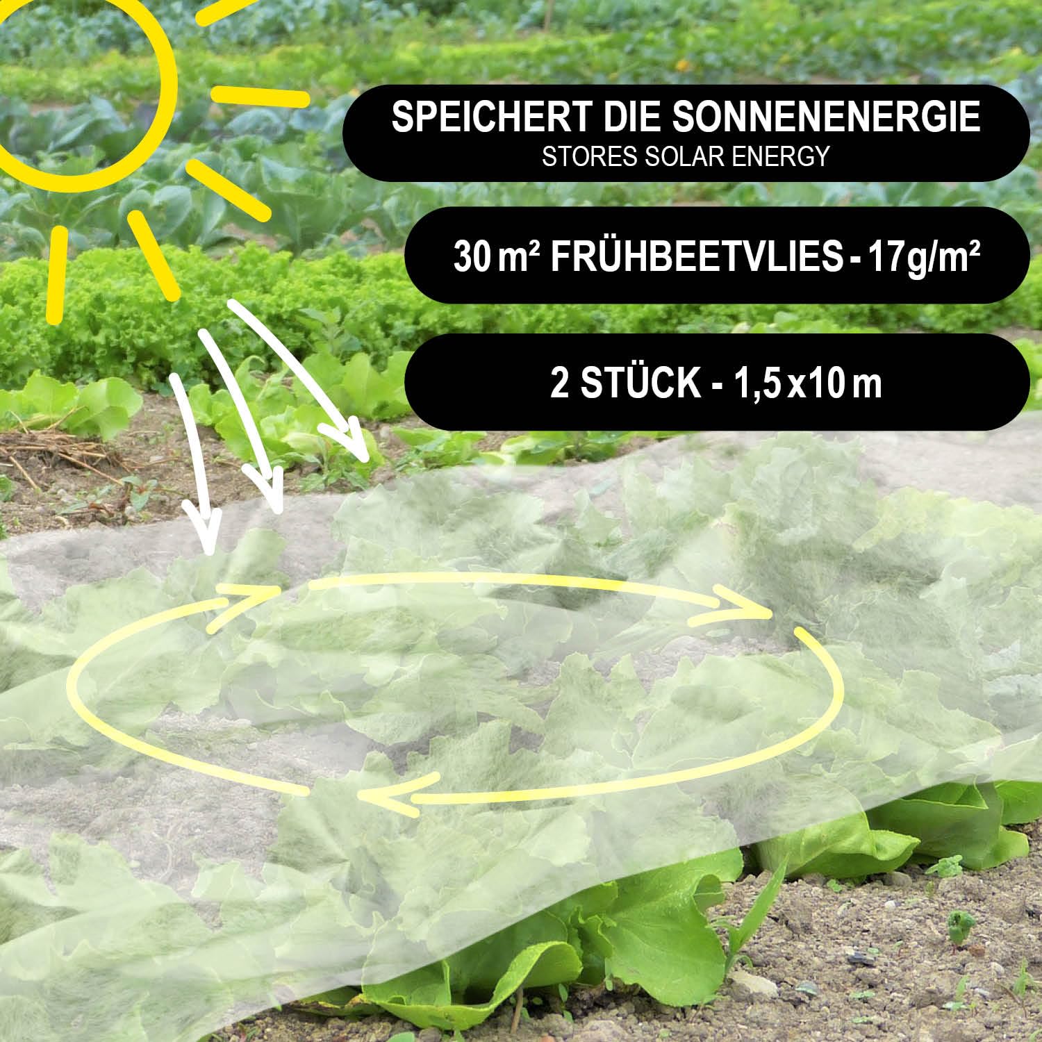com-four® 360 m² Frühbeetvlies - 17g/m² Wintervlies als Frostschutz - Abdeckvlies 24 Stück 1,5 x 10 m - reißfestes Hochbeet-Vlies für Gemüse, Obstbäume und als Kälteschutz (360m²-17g/m²)