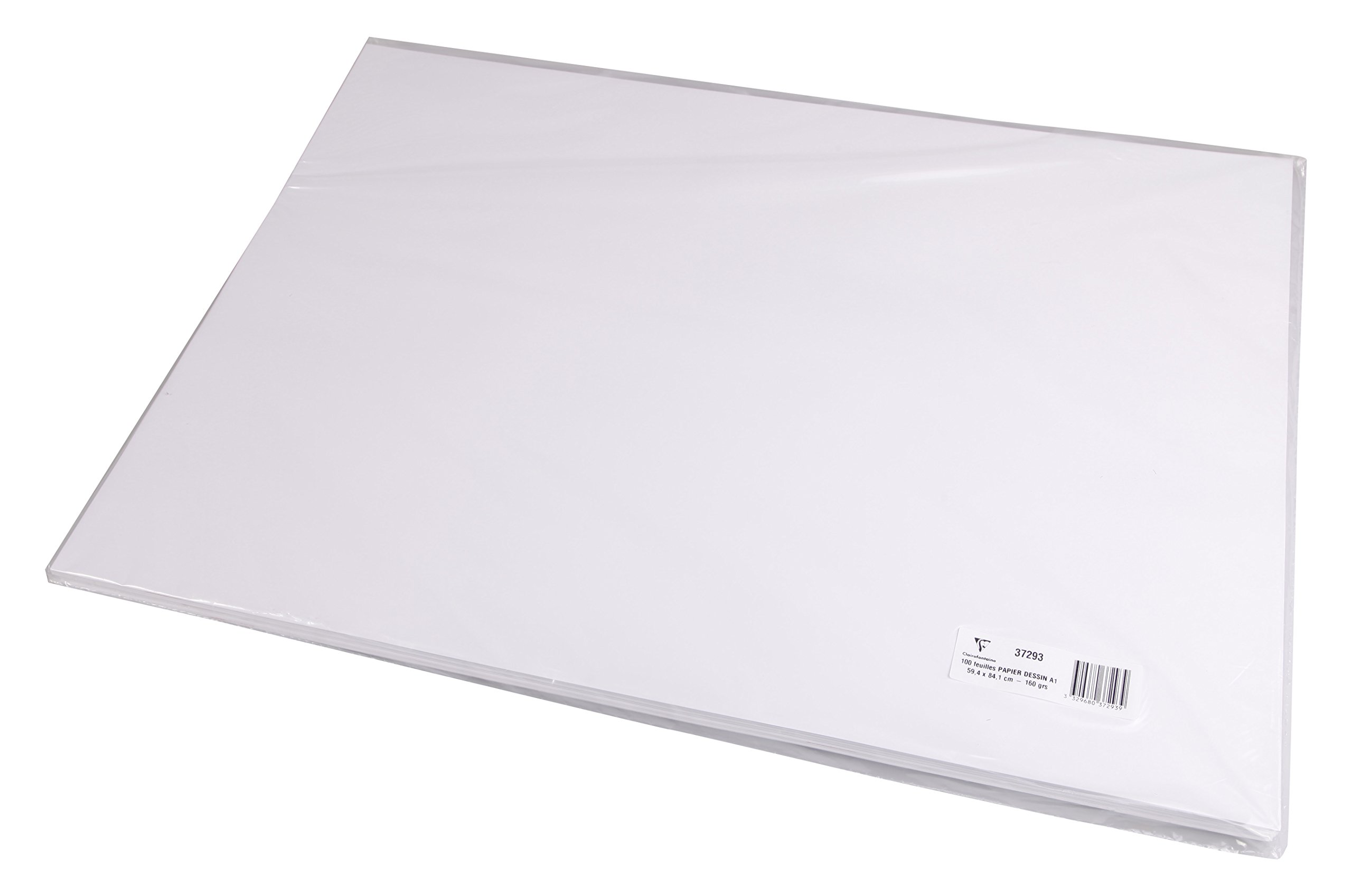 Clairefontaine 37293C papier szkicowy 100 arkuszy A1 59,4 x 84,1 cm 160 g/m² odpowiedni dla artystów lub do szkoły papier rysunkowy, papier do szkicu biały