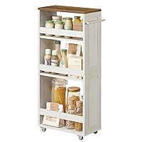 VASAGLE Carrello Stretto a 4 Ripiani, Carrellino da Cucina con Rotelle Maniglia