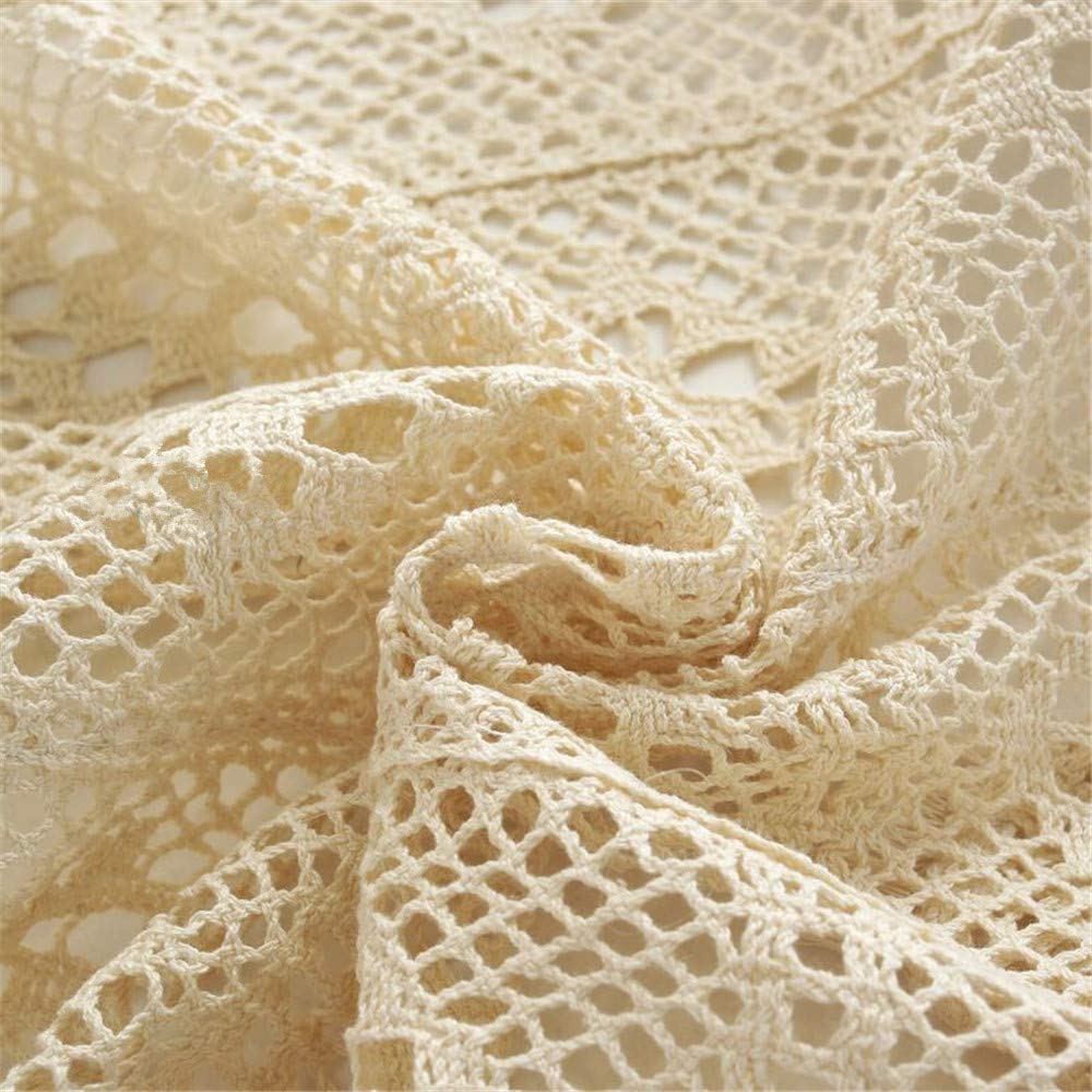 Amipos Deckchen im Vintage-Stil, quadratisch, Häkelspitze, Tischdecken, Hochzeit, Zuhause, Party, Dekoration, 180 x 180 cm, Beige