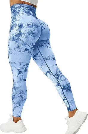 VOYJOY Tie Dye Seamless Leggings for Women High Waist Yoga Pants, Scrunch Butt Lifting Elastic Tights
