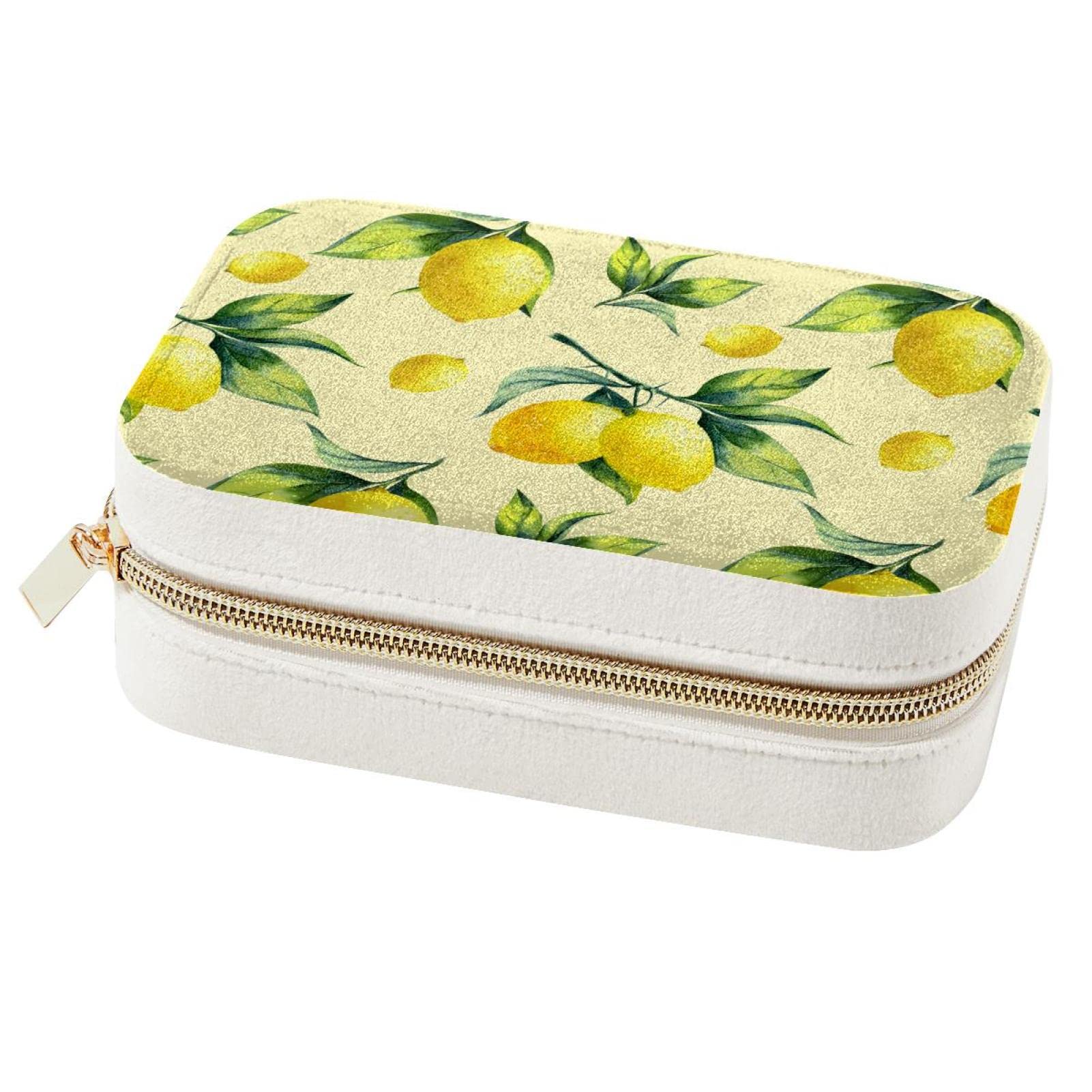 Boîte à bijoux portable citrons pour organiser vos bagues en vacances