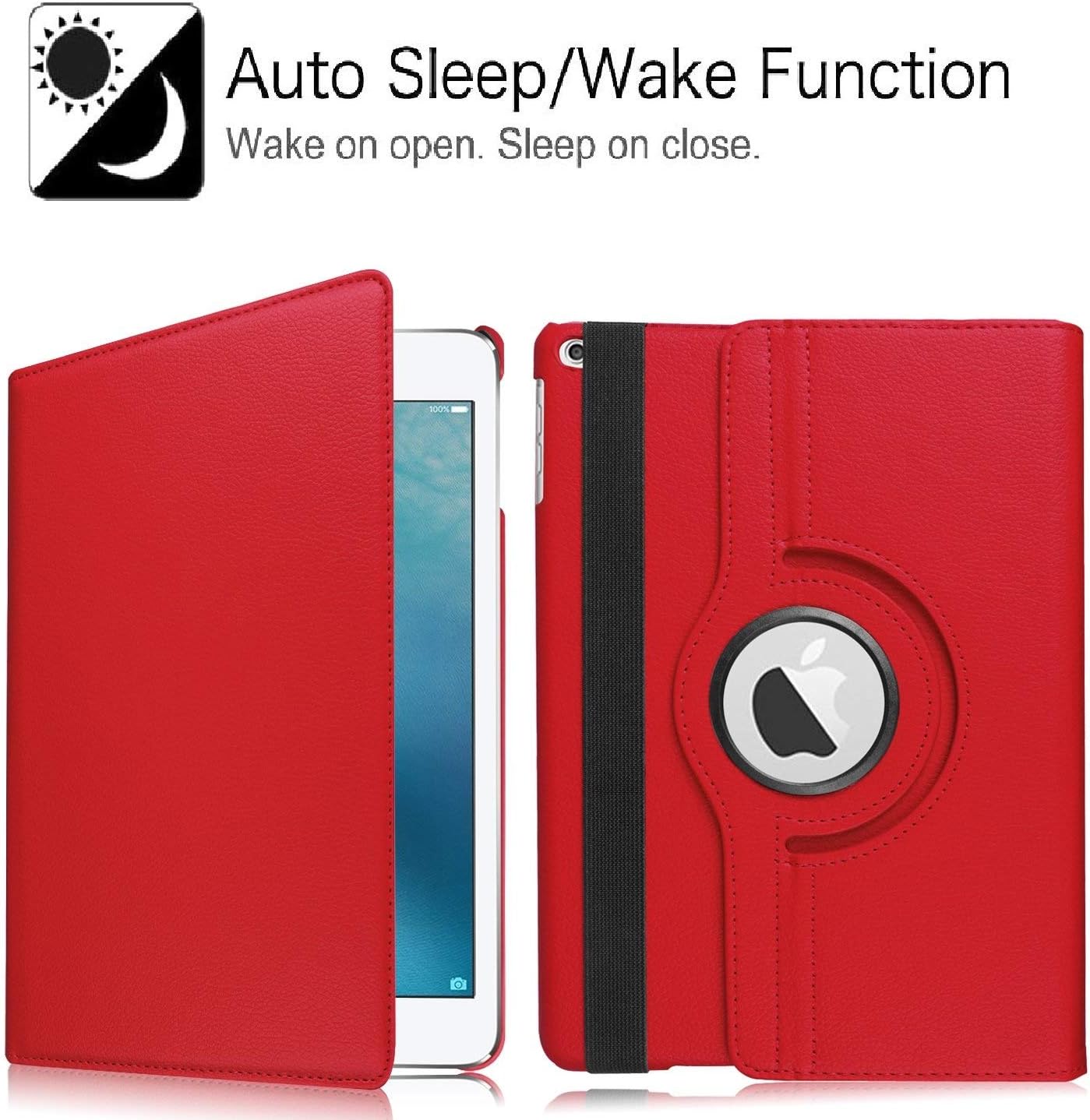 Rayhee iPad Case for New iPad 8th Gen (2020) / 7th Generation (2019) 10.2 Inch,360 Degree Rotating Stand Smart Cover with Auto Sleep Wake for New iPad 10.2" Case（Red）
