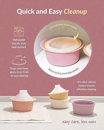 Miniatura 5 de Moyuum Vaporizador de silicona para microondas, fabricado en Corea, cuenco para preparar alimentos para bebés con tapa, olla de vapor para huevos y