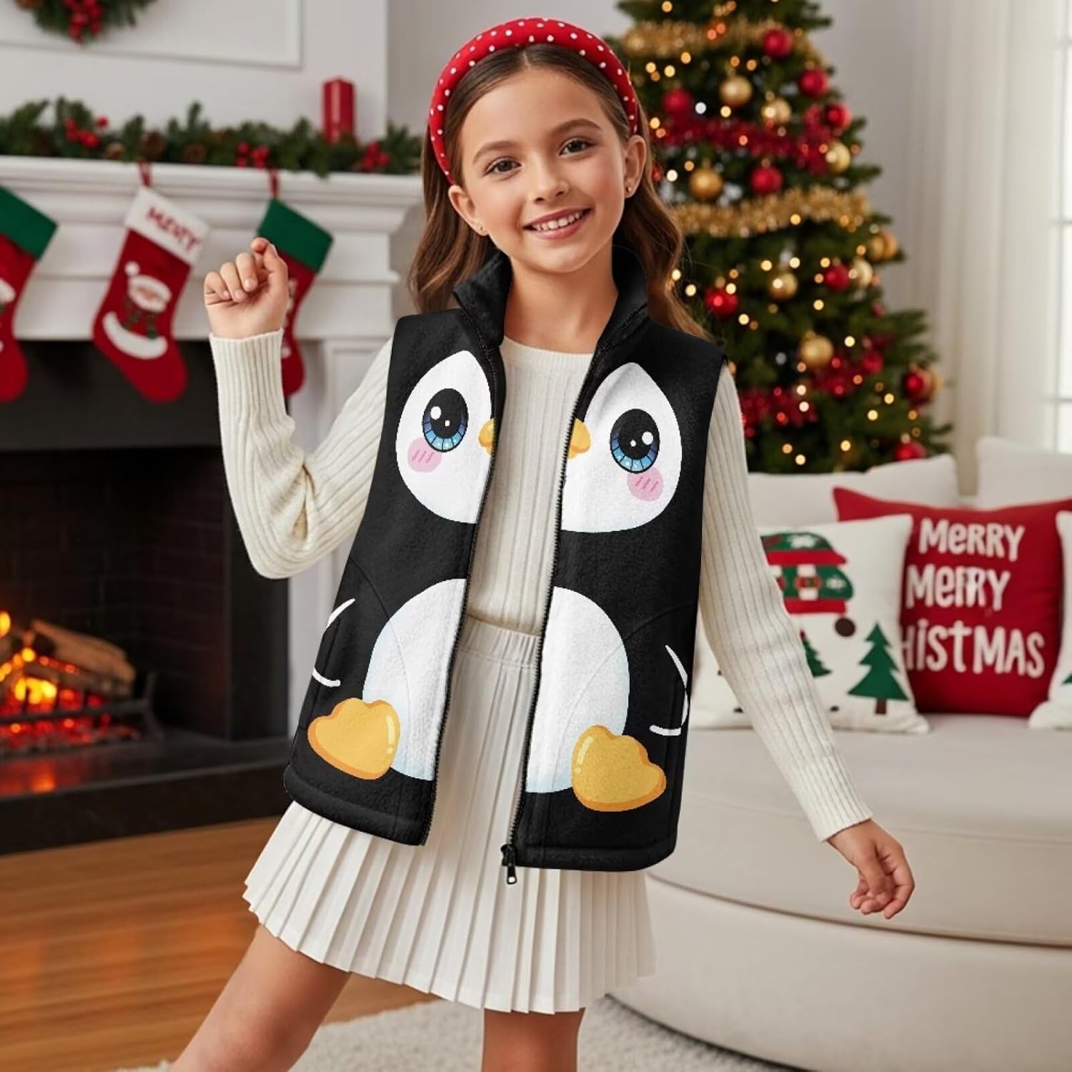 Fashion Girls Outerwear Vests Jacket Warm Winter Kids Vest Full Zipper Sleeveless Coat - Image 4