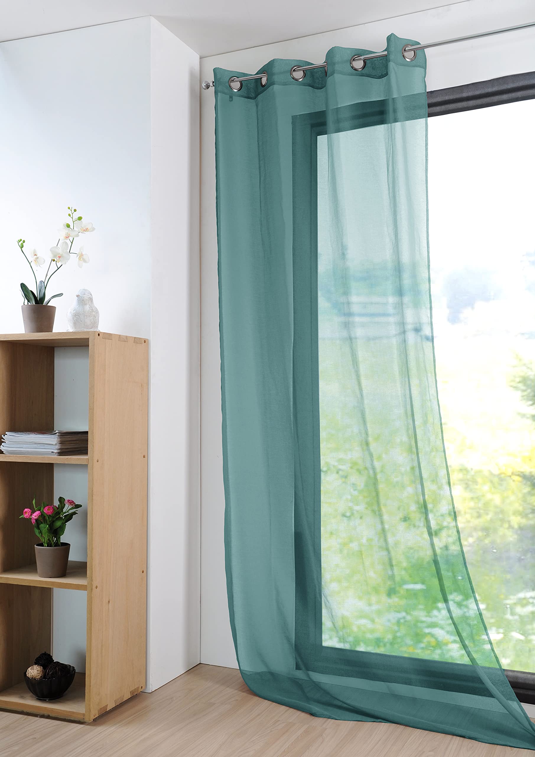 Lovely Casa Voile 135 x 260 cm Emerald Polyester, W 53.1" x L 102.4" (1 Panels) - Image 4