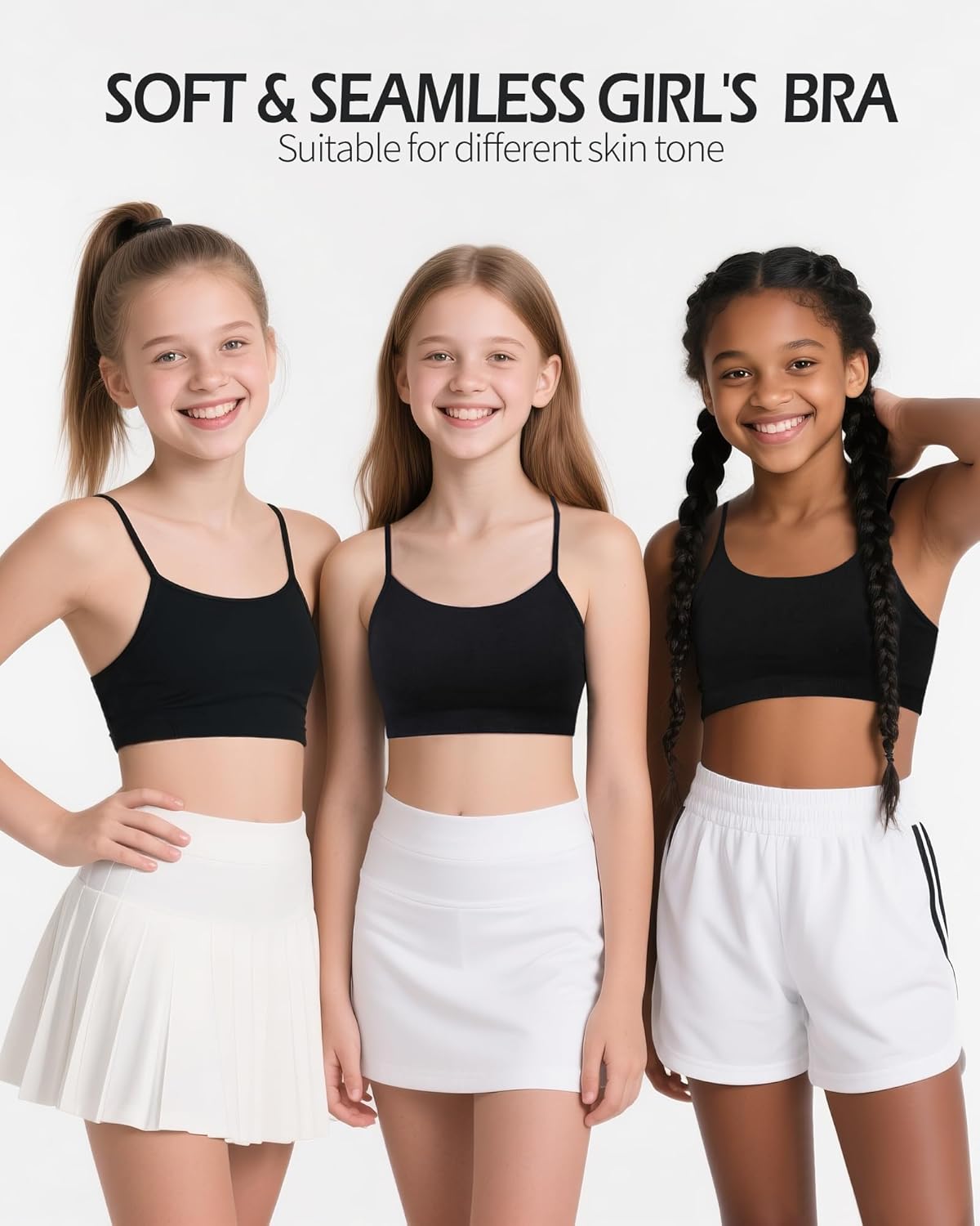 Girls Sports Bra Spaghetti Strap Y Back Racerback Training Bra for Girls with Removable Padding - Image 5