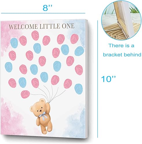 Miniatura 8 de UBLURO Libro de invitados con temática de elefante, libro de invitados de baby shower, lienzo de árbol de huellas dactilares, suministros de