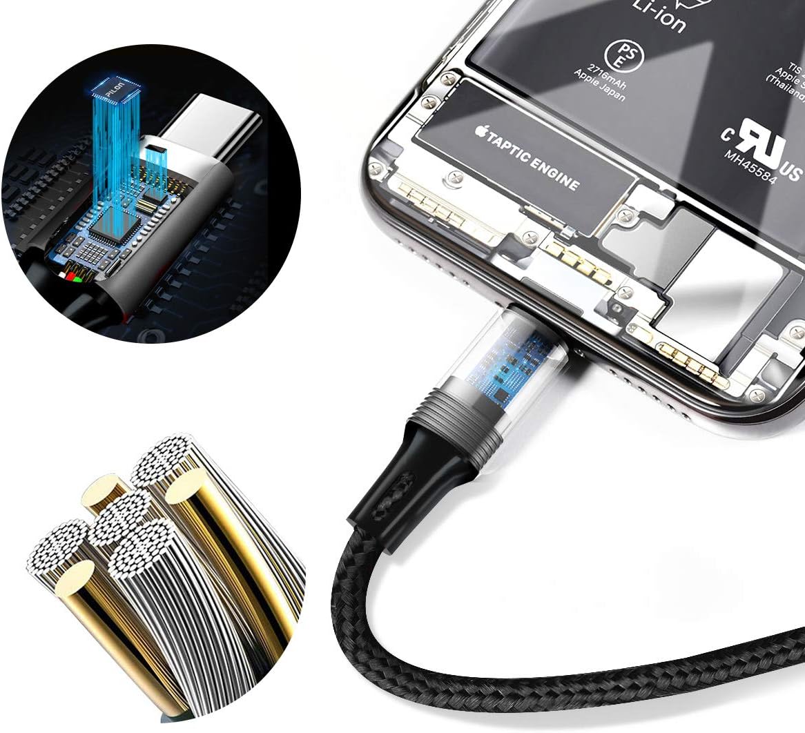 Multi Charging Cable, 2 in 1 Nylon Braided Multiple USB Fast Charging Cable - 4.1ft (1.25 Meters) - Black