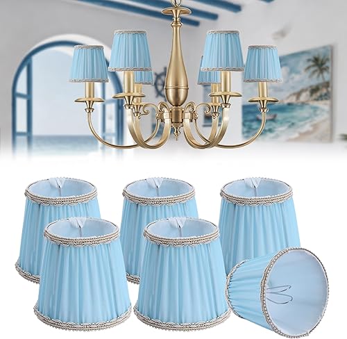 Miniatura 16 de Fuloon Bombillas pequeñas con clip, estilo europeo moderno, mini campanas para candelabros, pantallas de lámpara de araña de campo francés, 3.14 x
