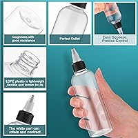 Vista 3 de Tanlade 200 botellas de plástico de 2 onzas para apretar, dispensadoras a granel, botellas de aceite vacías para el cabello con tapa giratoria