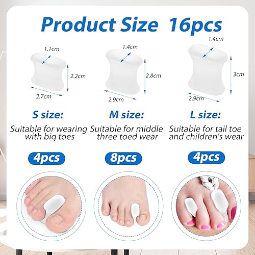 Miniatura 2 de 16 separadores de dedos de gel, alisadores de dedos de silicona suave, cómodos espaciadores de dedos de los pies, para hombres y mujeres,