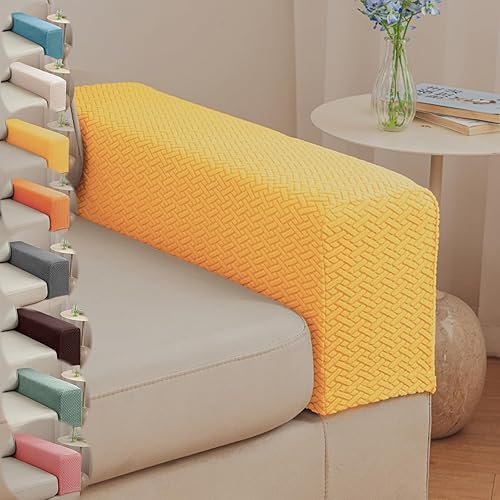 Miniatura 15 de Juego de 2 fundas para reposabrazos y sillas, protectores elásticos para reposabrazos de sofá con agarre antideslizante, tela de poliéster lavable a