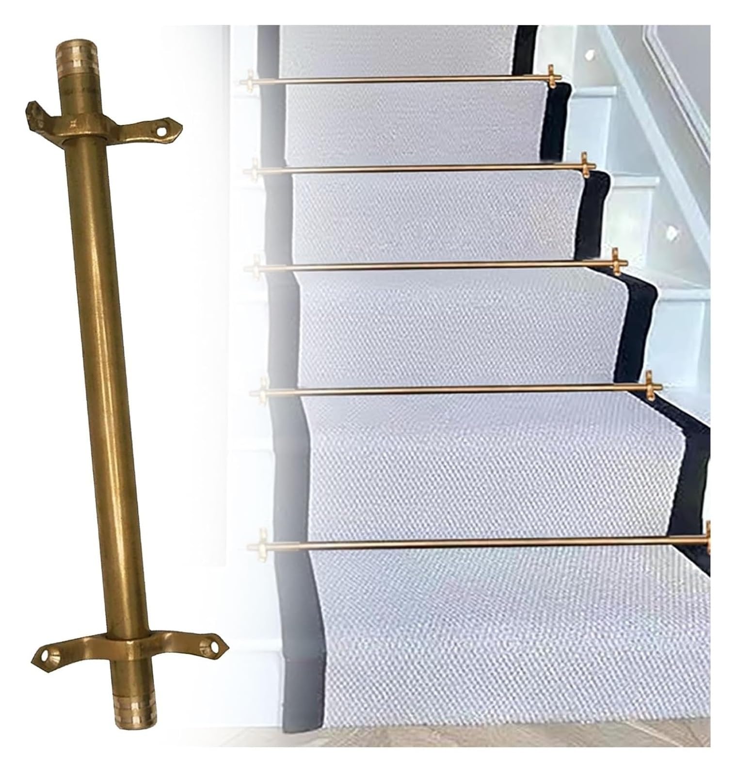 Fixation de tapis d'escalier haut de gamme en laiton ajustable de 107cm - Design Chic