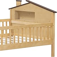 Vista 202 de Modern Full Size Platform Bed Storage Headboard and Safety Guardrail for Kids, Function Wood Platform Bed Frame with Built-in LED Light for Boy