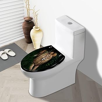 Elongated Toilet Seat Lion portrait Resin Toilet Seat Slow