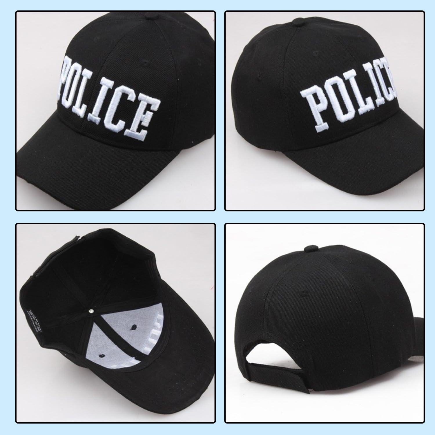 JUFYVO 3pcs Police Costume Police Baseball Hat Badge Necklace Sunglasses Halloween Police Theme Party Accessories Adult Police Costume for Men Women - Image 2