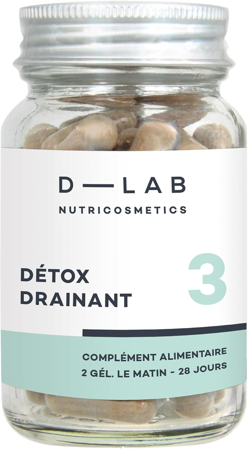 D-LAB Draining Detox | 28 Day Cure | Detoxifying Plants & Draining Active | Disposal, Water Retention & Refined Silhouette | Made in France