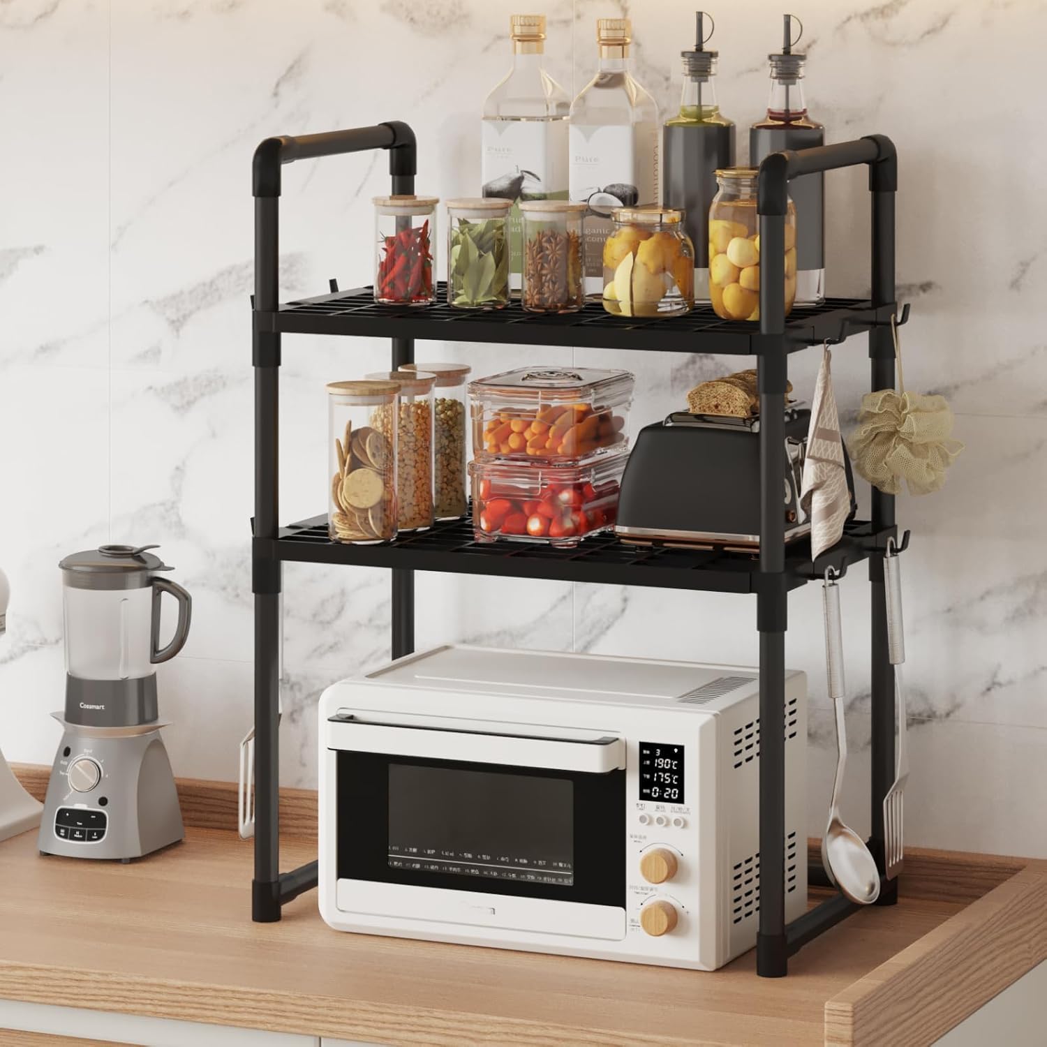 Leteuke Store Metal Premium Microwave Stand for Kitchen Platform | Multipurpose Rack for Storage | Oven Stand & Microwave Storage Rack | Air Fryer Stand | Mixer Grinder(3-Layer)