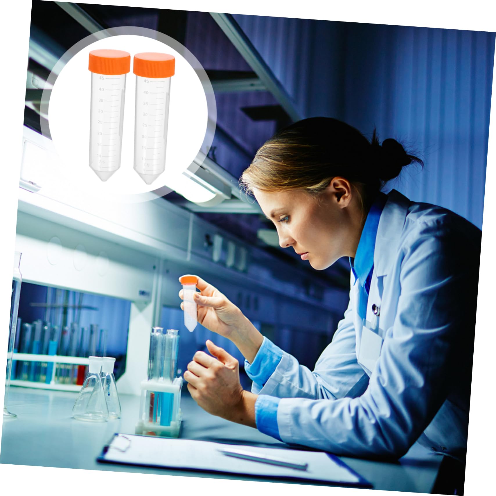 50 pezzi Provette Centrifuga da Confezione da Tubo Graduato con Vite per Test Laboratorio e Campionamento Resistente e Facile da
