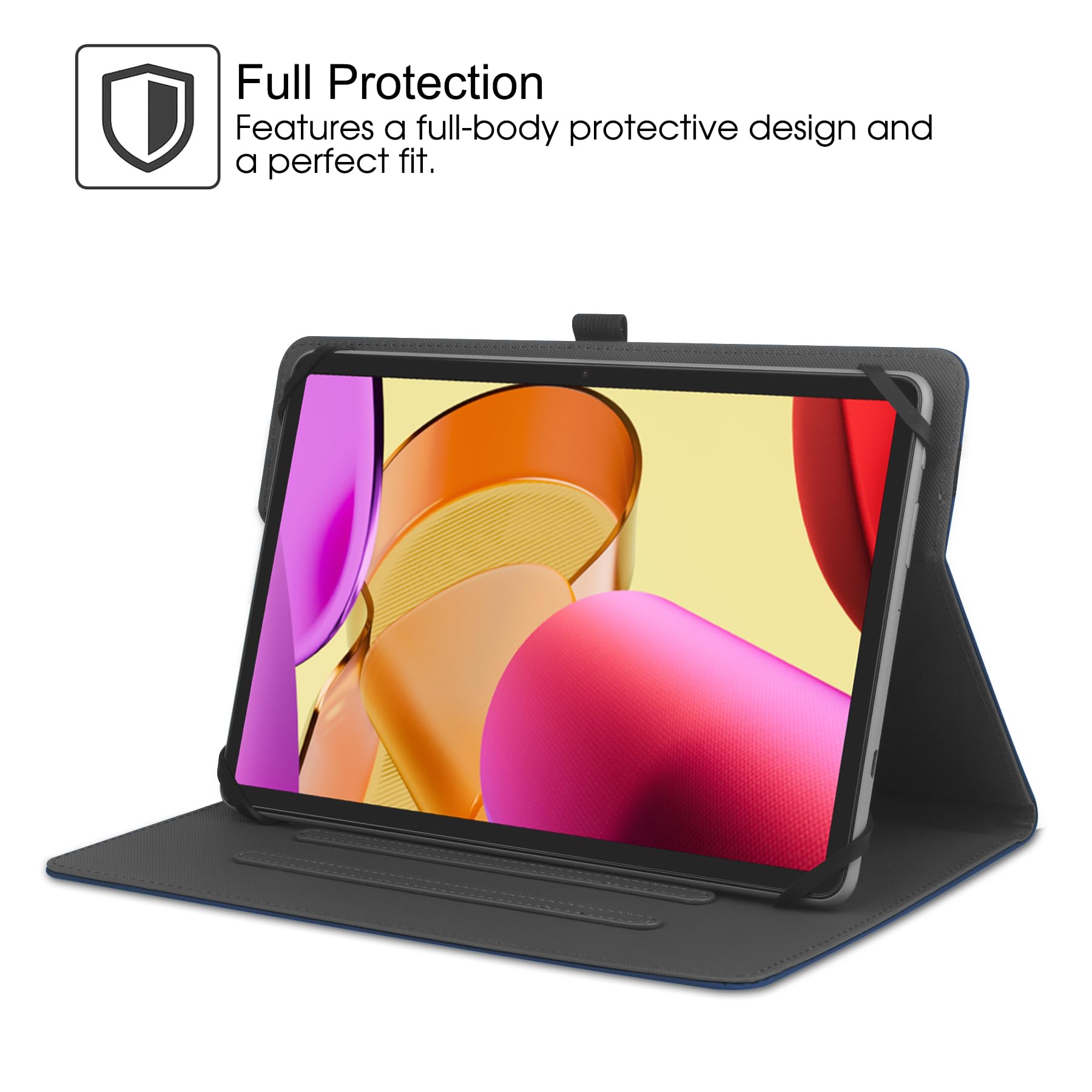 HGWALP Custodia universale per Tablet da 9-11 pollici,Multi-Viewing Angles PU Leather Stand Folio Cover con Porta Penna per 9 "10.1" 10.5 "11" Touch screen Tablet-Navy