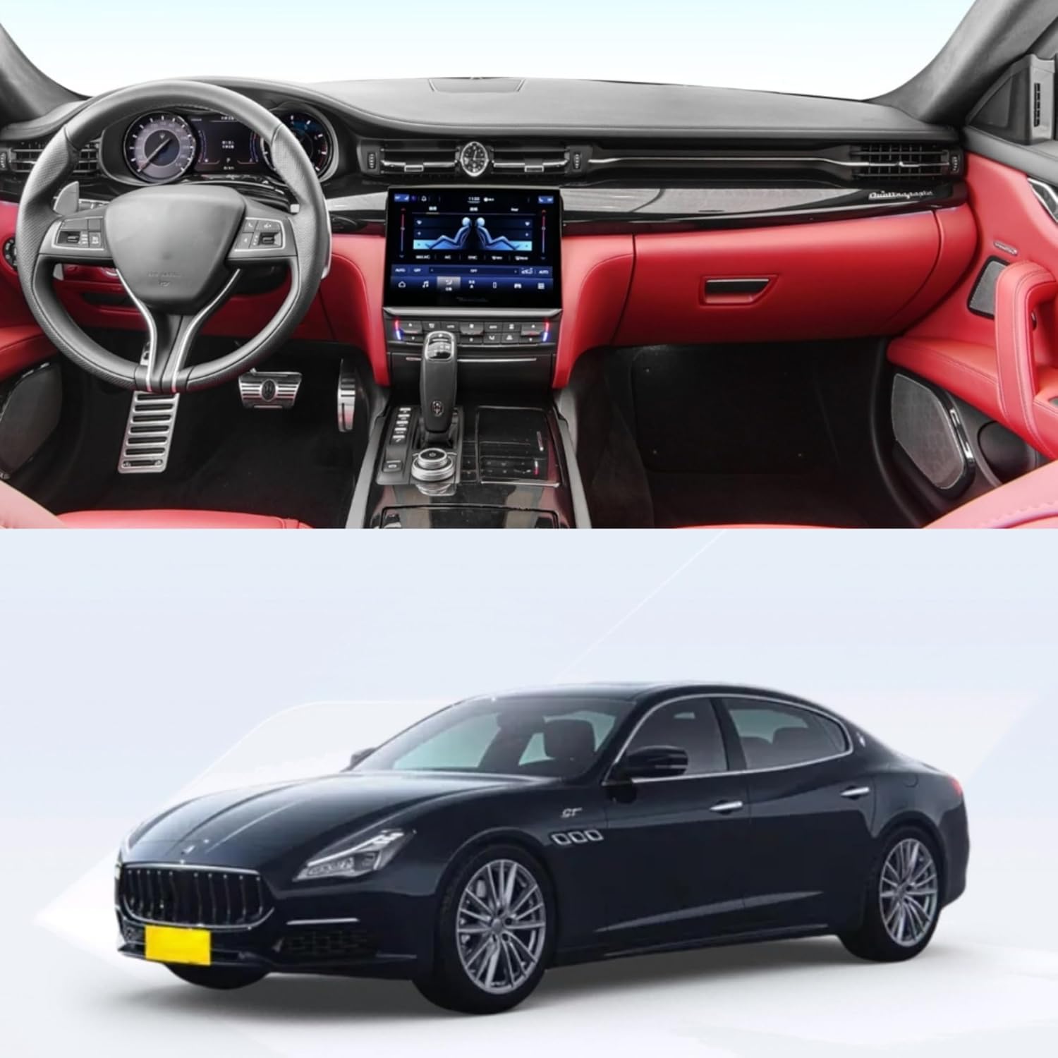 Car Dashboard Cover Mat Carpet Compatible for 2013 2014 2015 2016 2017 2018 2019 2020 2021 2022 Maserati Quattroporte Without HUD Dash Mat Sunshade Windshield Glare Black