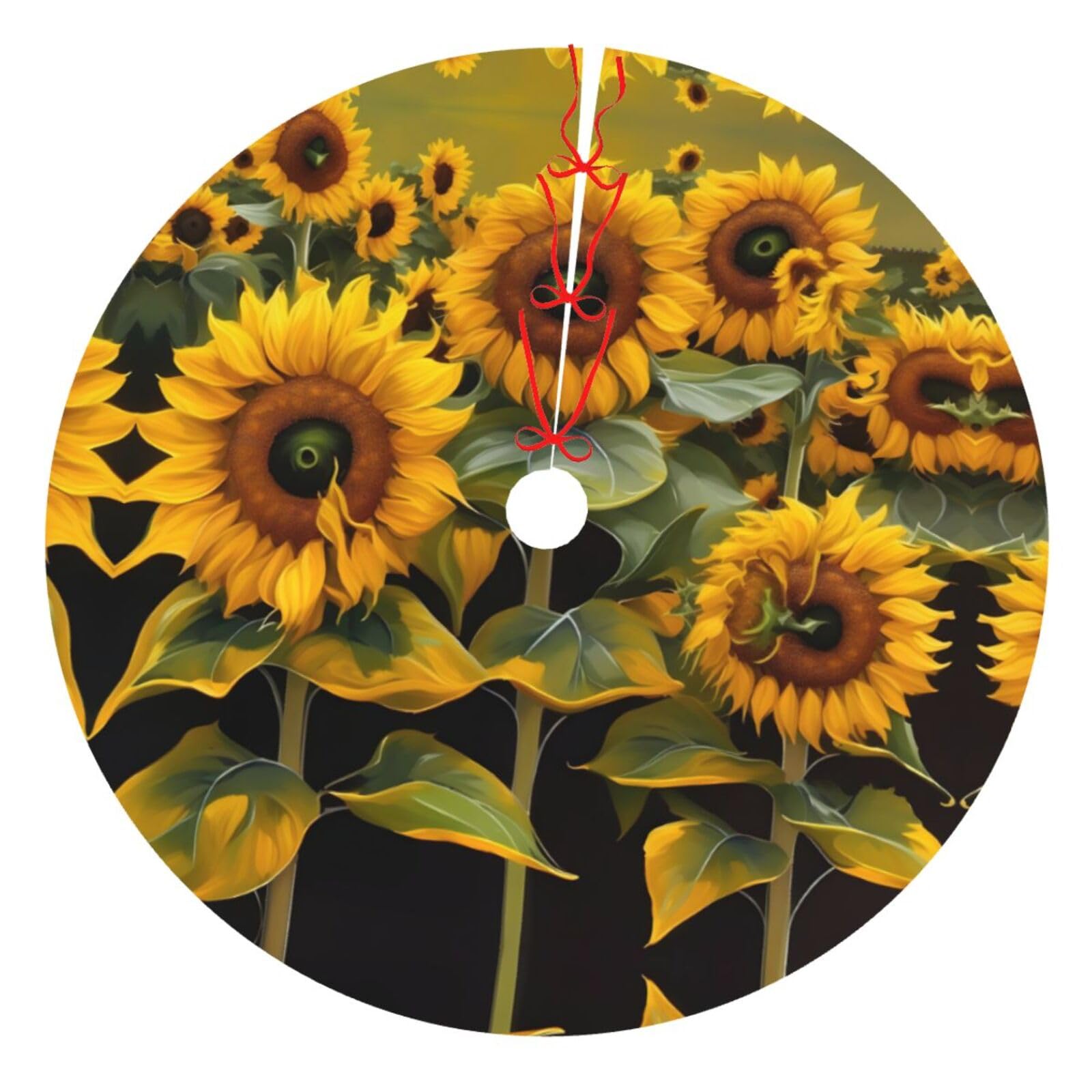 Jupe de sapin de Noël tournesols tapis décoratif intérieur extérieur fête