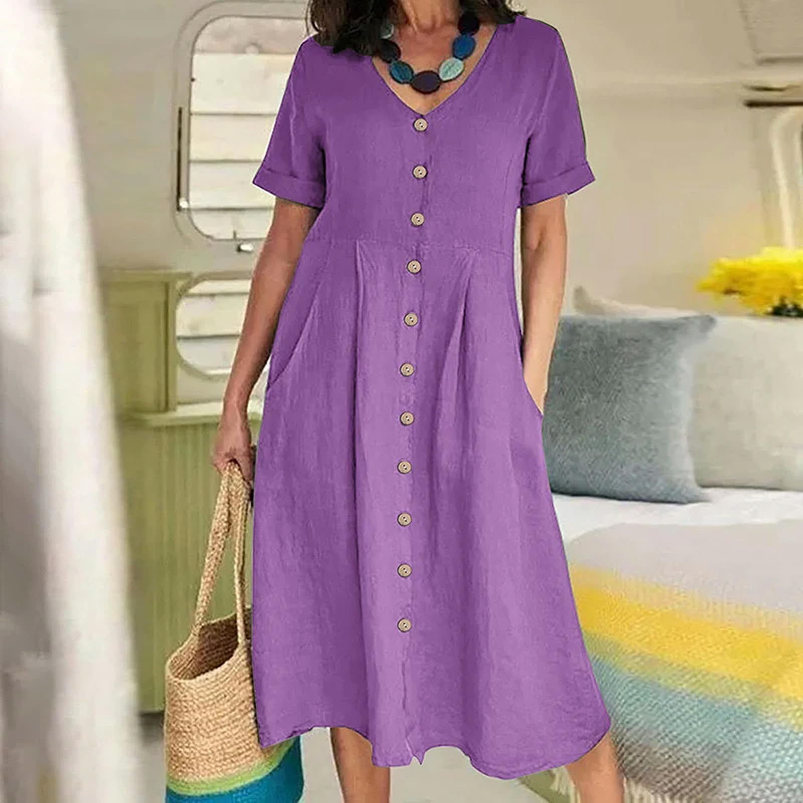 Gonna Donna Donne Asseggio Chiuso Chiuso Colore Solid Solida Neck Singola Singola Singola Singola con Gonna Pacchiale Elegente Asseggio Comfotto Vestito