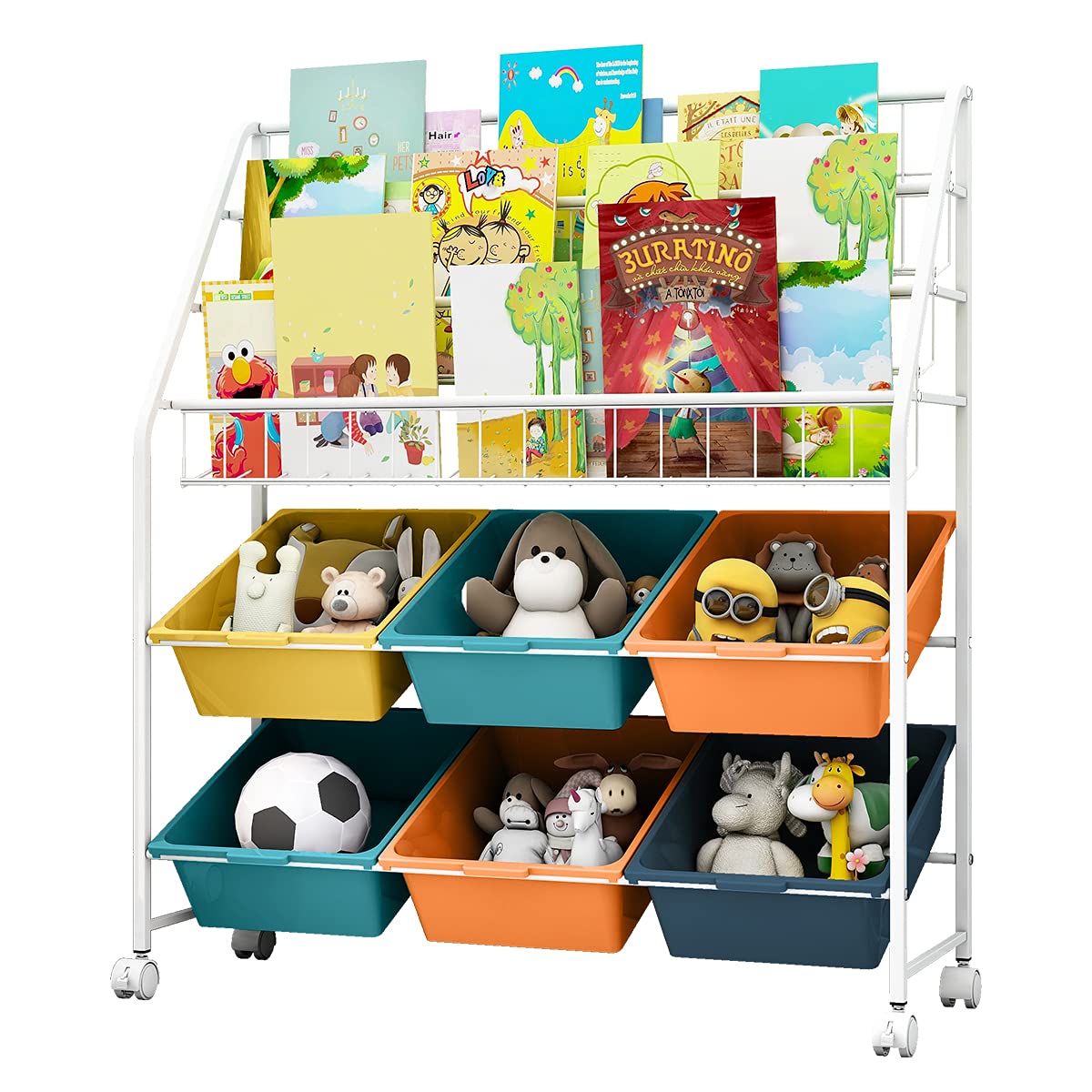 Buy Nafenai Kids Bookshelf,3 Bookshelf with 6 Drawers ,Toy Storage